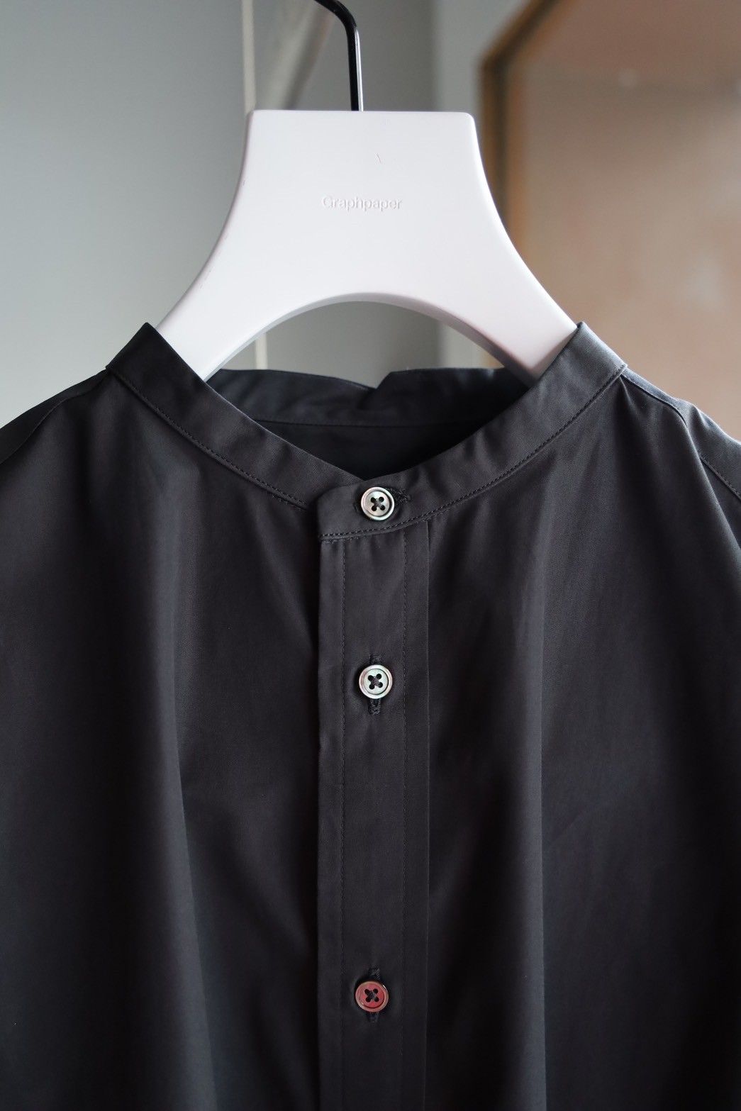 Graphpaper 25AW Women's  High Count Broad L/S Oversized Band Collar Shirt(GL253-50034B)BLACK☆7月12日(土)発売！
