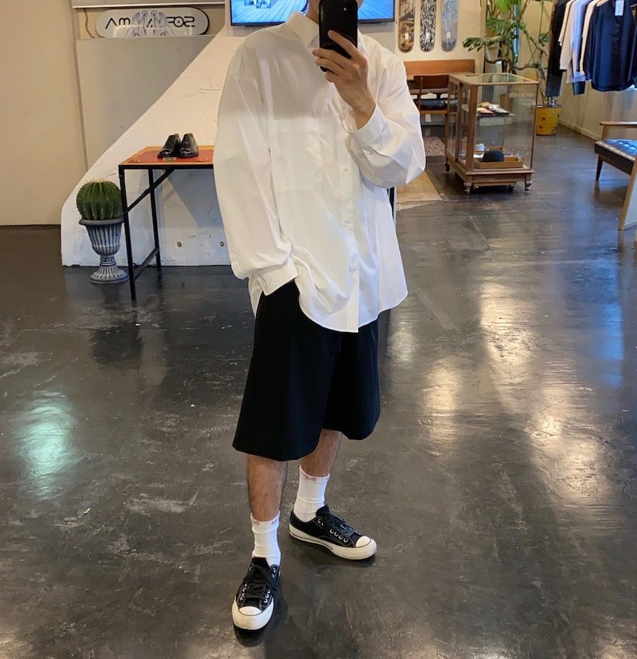 Graphpaper Broad L/S Oversized Regular Collar Shirt(GM203-50110B)"WHITE"Style.2020.7.13.