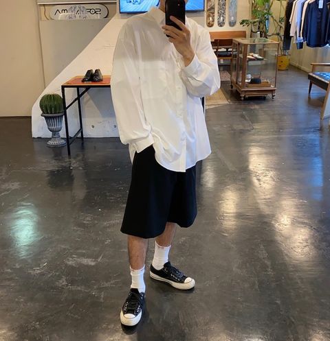 Graphpaper Broad L/S Oversized Regular Collar Shirt(GM203-50110B)"WHITE"Style.2020.7.13.