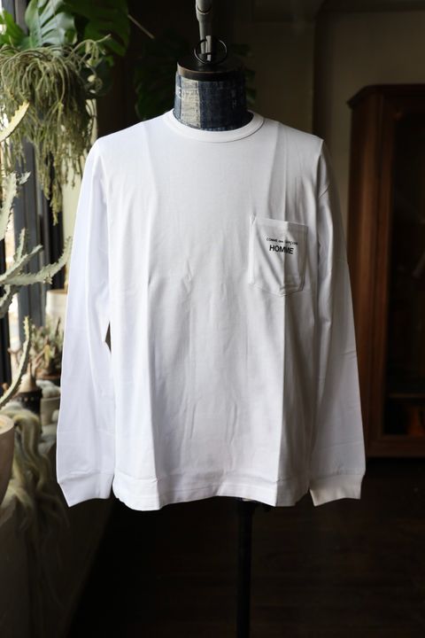 コムデギャルソンオム25AW ロングスリーブTシャツ(HP-T102-051)WHITE