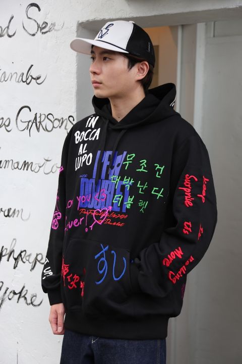 doublet MESSAGE EMBROIDERY HOODIE"BLACK"style.2020.9.12.