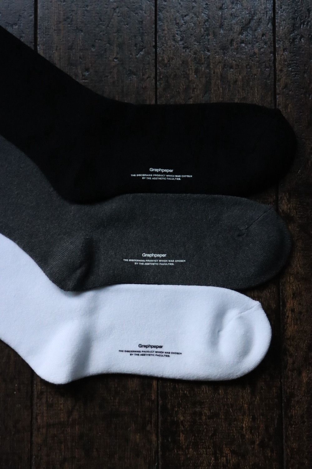 グラフペーパー 3パックソックス Graphpaper 3-Pack Socks (MONOTONE)