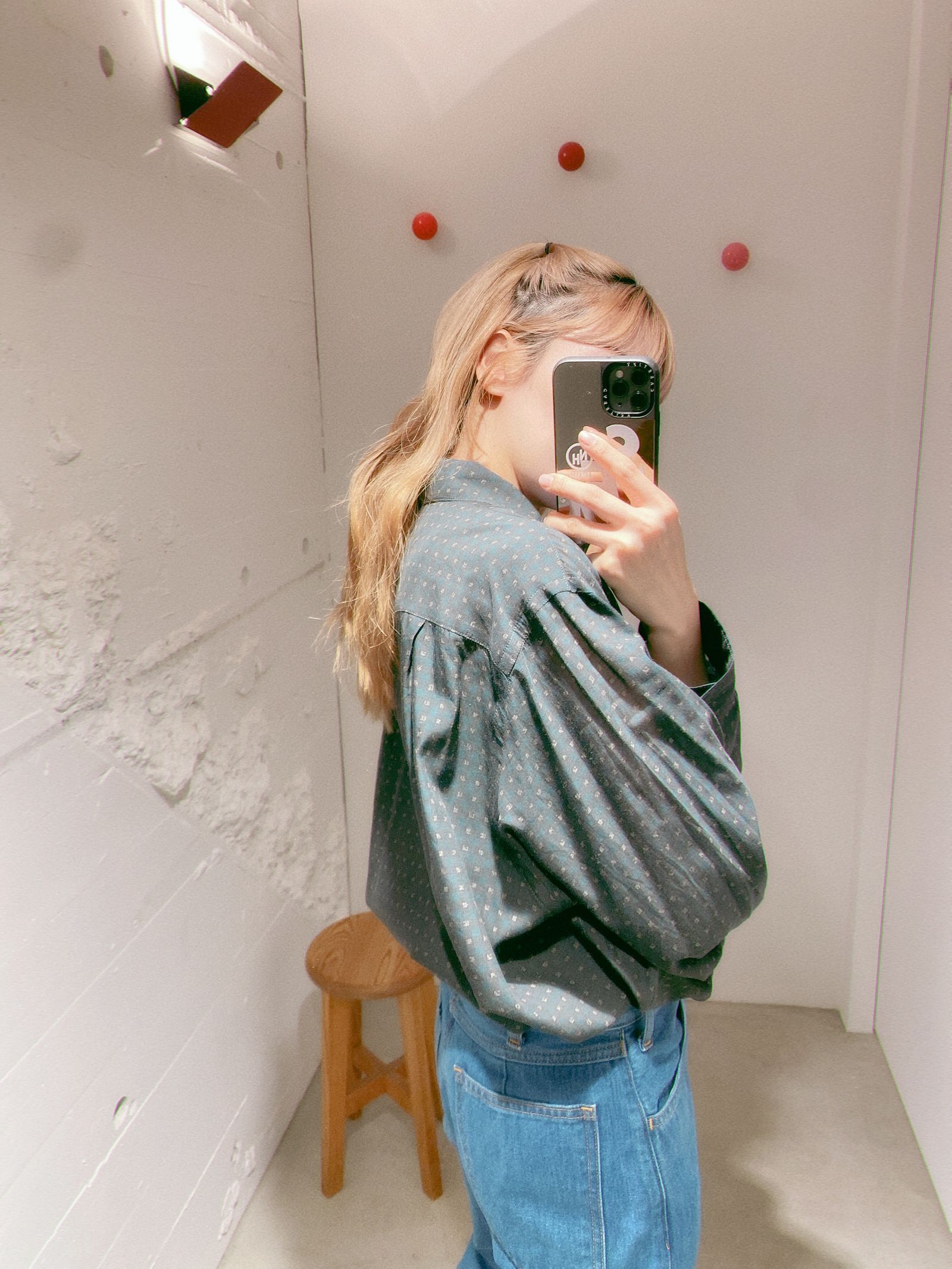 ヨーク24SS PIXEL LOW PLAID OPEN COLLAR SHIRT(YK24SS0654SH)NAVY