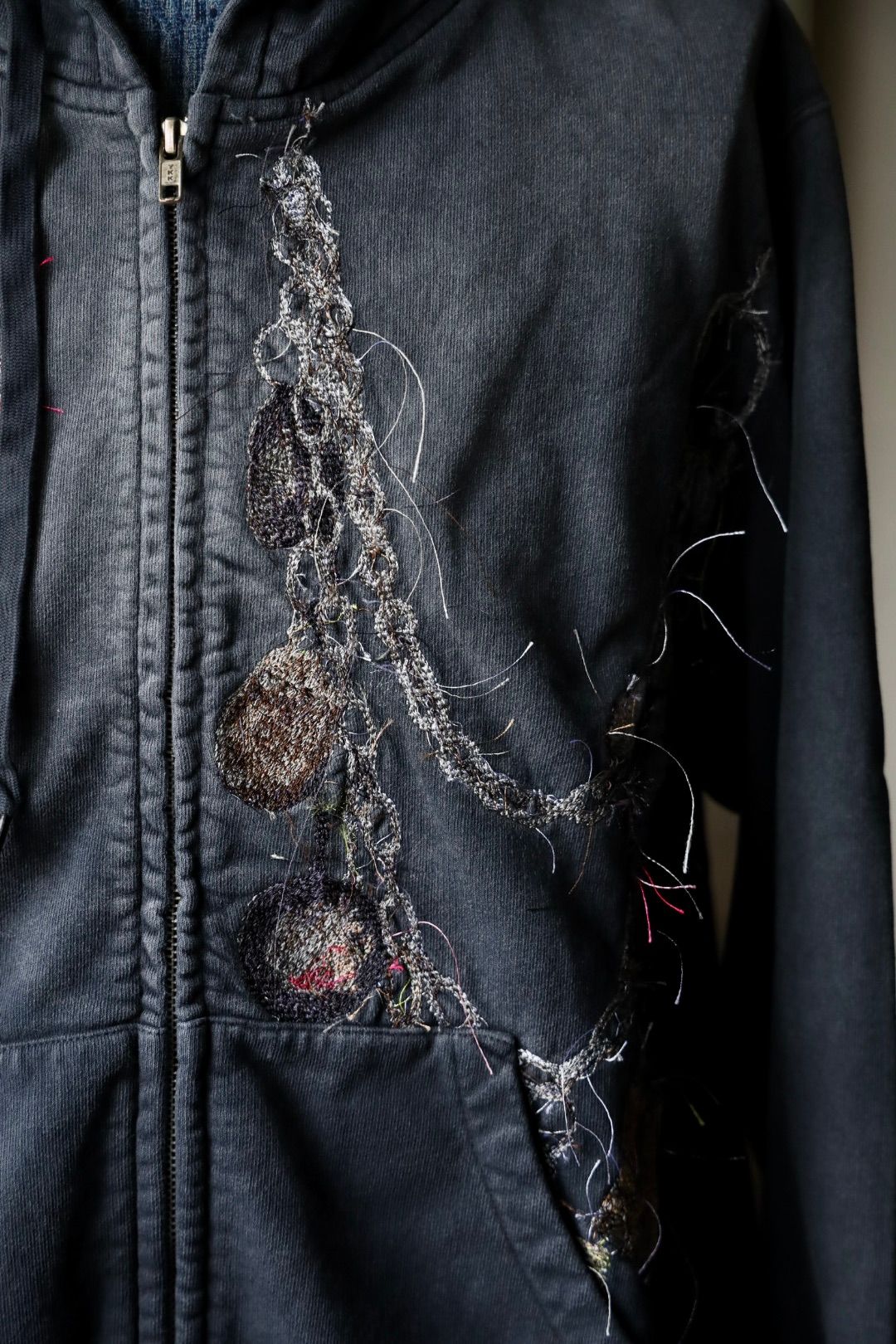 doublet 25AW EMBROIDERED CHAIN ZIP-UP HOODIE (25AW43CS405) GREY