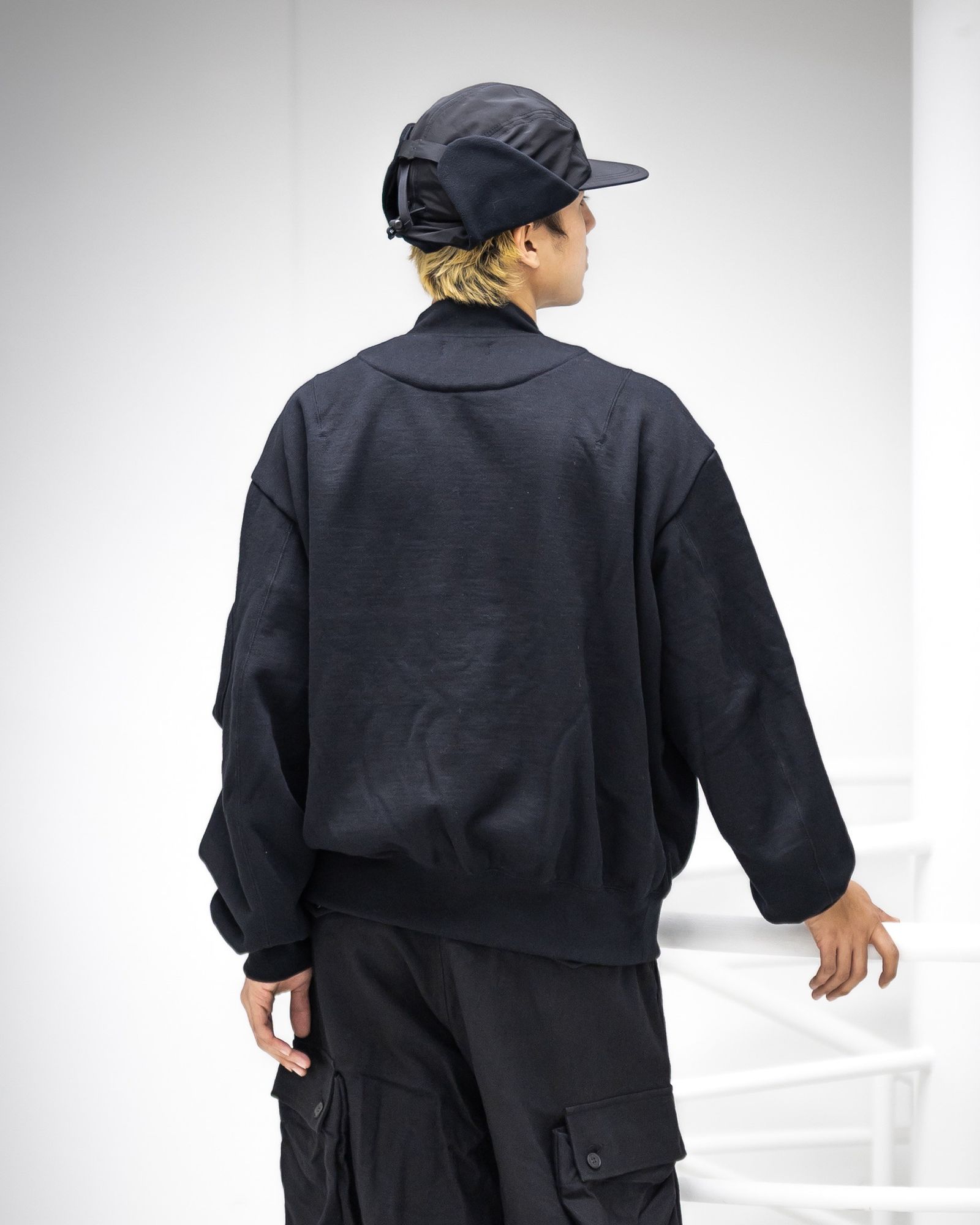 コムデギャルソンオム25FW 綿ウール裏毛MA-1ジャケット(HP-T021-051)BLACK