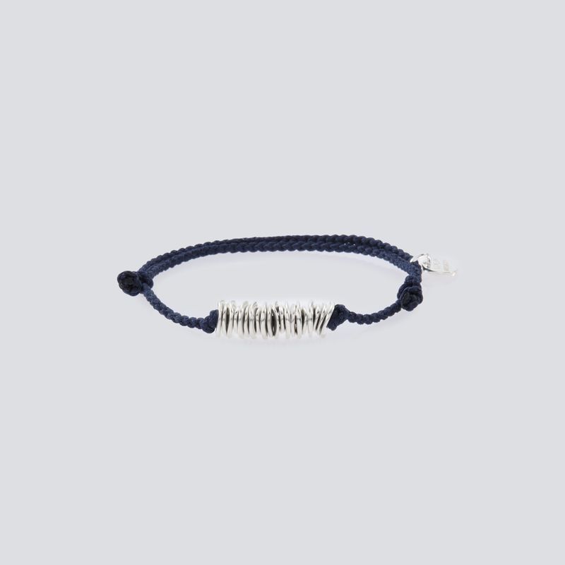 XOLO JEWELRY ショロジュエリー / Piece Silk Code Bracelet-Silver- (NAVY)