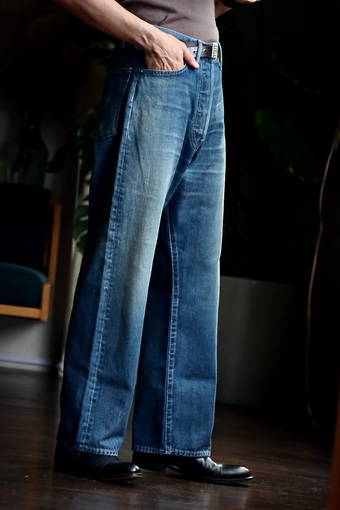 Graphpaper Selvage Denim Five Pocket wide Straight Pantsスタイル.2023.7.31.