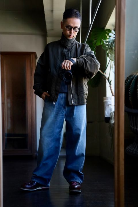 Graphpaper Selvage Denim Two Tuck Pants"LIGHT FADE"スタイル