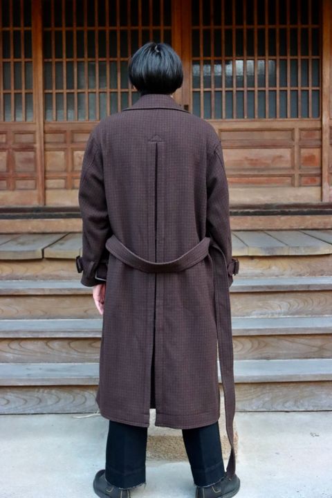 YOKE DOUBLE BREAST OVERCOAT"BROWN style"