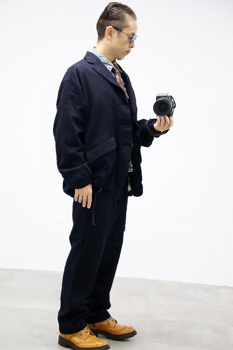 COMME des GARCONS HOMME ウールサージ製品縮絨3Bジャケットセットアップ"NAVY"スタイル2025.10.5.
