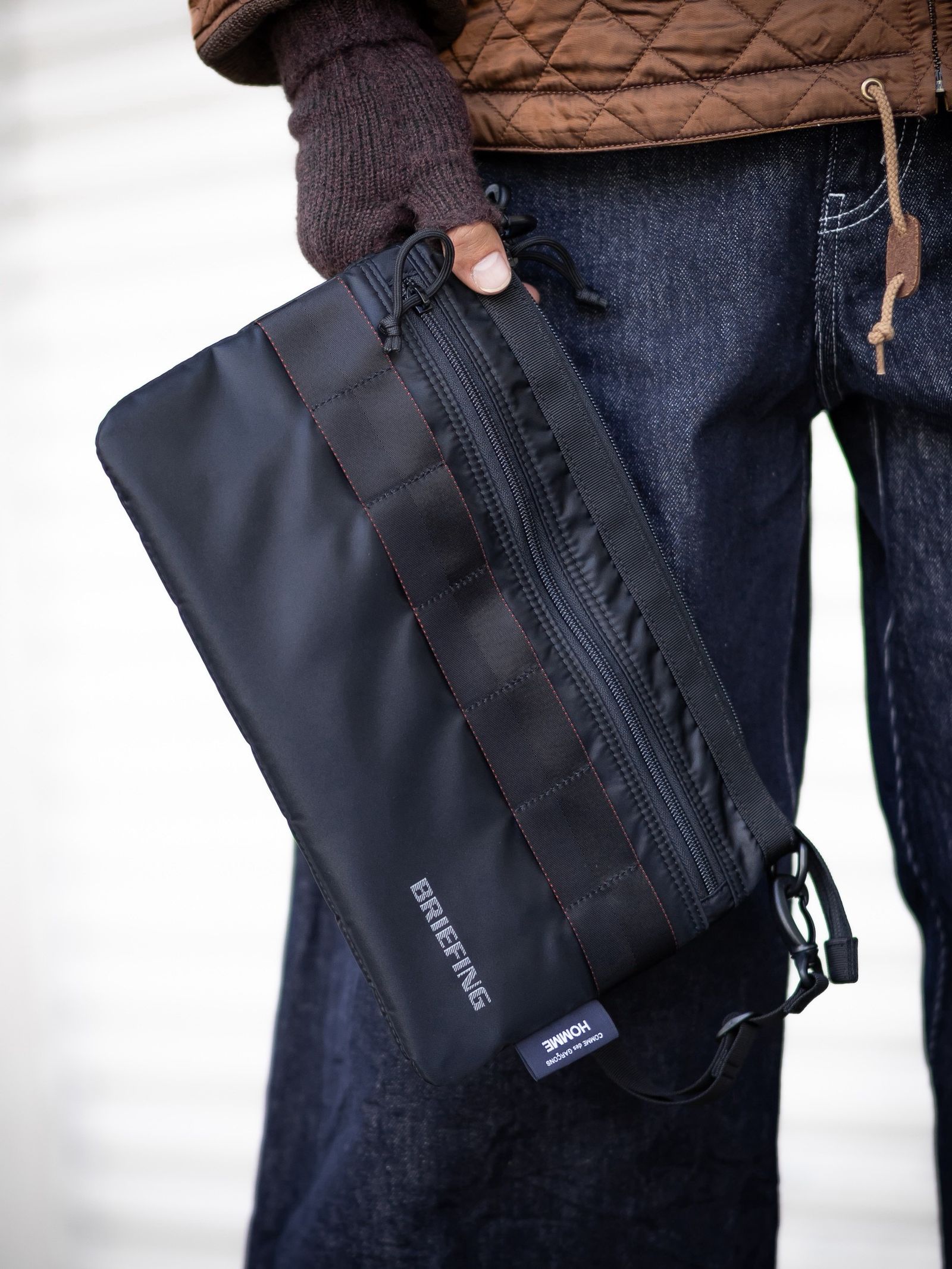 コムデギャルソンオム バッグ BRIEFING W-NAME REVERSIBLE SACOCHE(HR-K209-051)BLACK×BLACK