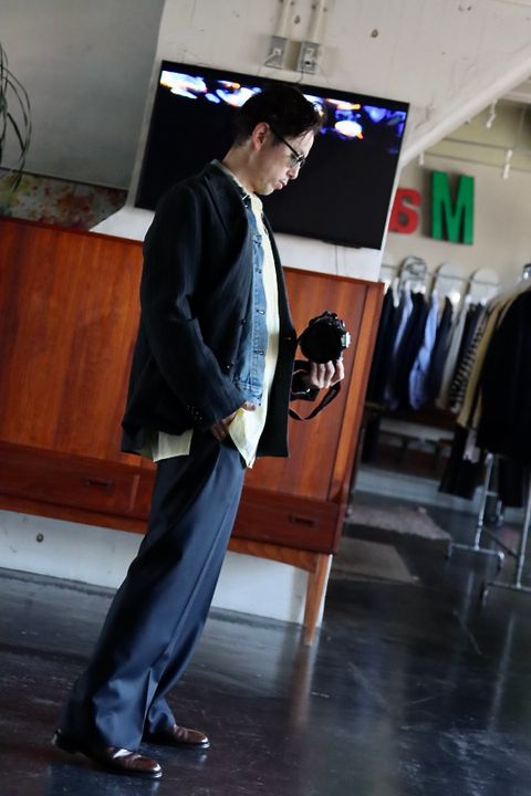 Ets.MATERIAUX 22SS Band collar shirt"YELLOW"style.2021.12.14.
