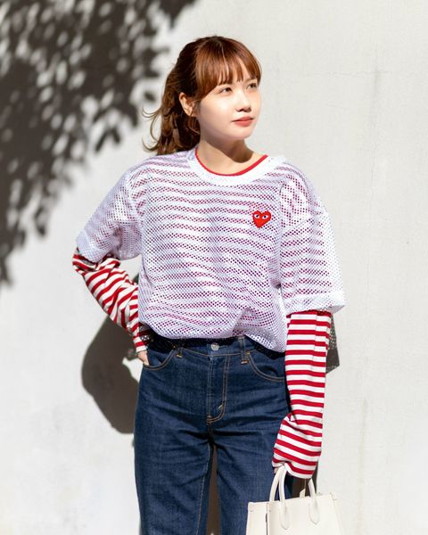 PLAY COMME des GARCONS 新作REDエンブレムメッシュTシャツstyle.2025.12.6