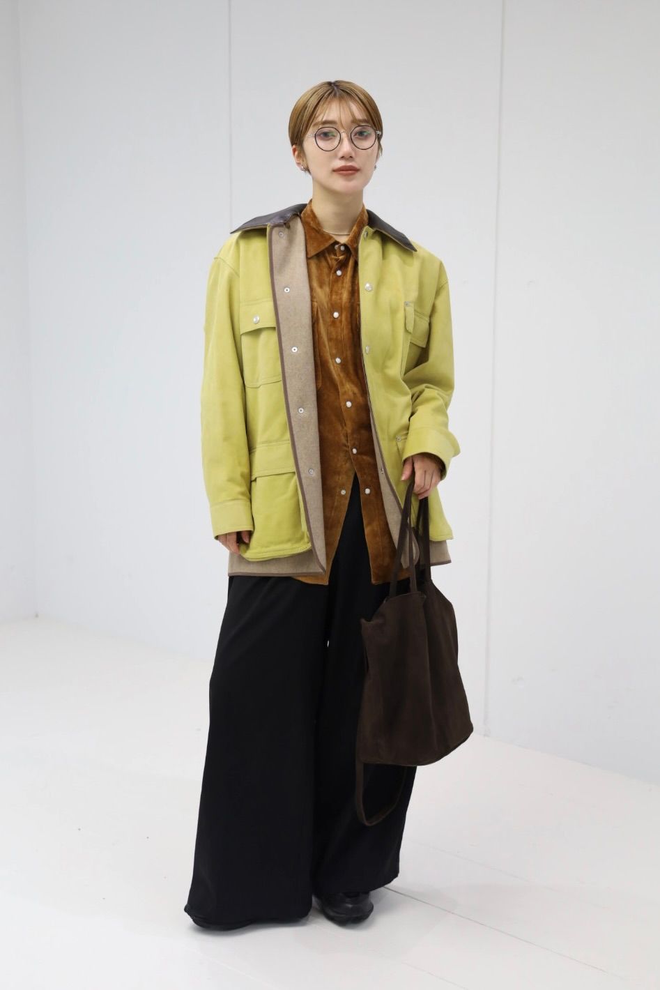 ヨーク 25FW Nuback Leather Coverall Jacket(YK25FW01019B) YELLOW BEIGE