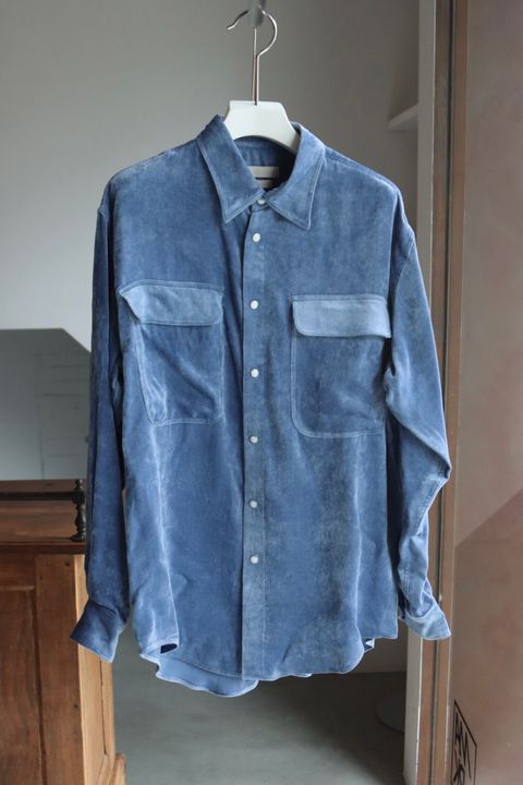 ヨーク 25FW シャツ Rayon Corduroy Western Shirt(YK25FW01084SH)BLUE☆9月20日(土)発売！