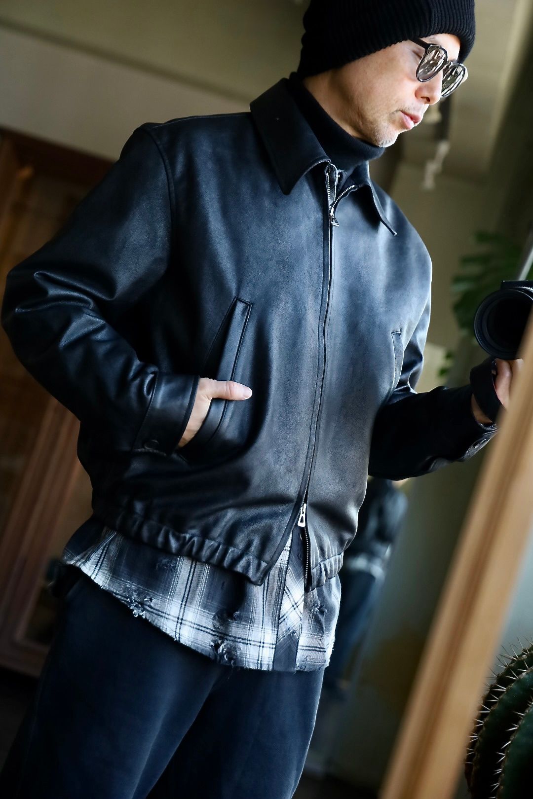 ジャケット・アウター YOKE LEATHER ZIP BLOUSON size4 YOKE LEATHER ZIP BLOUSON [BLACK] - Fresh Service NECESSARY