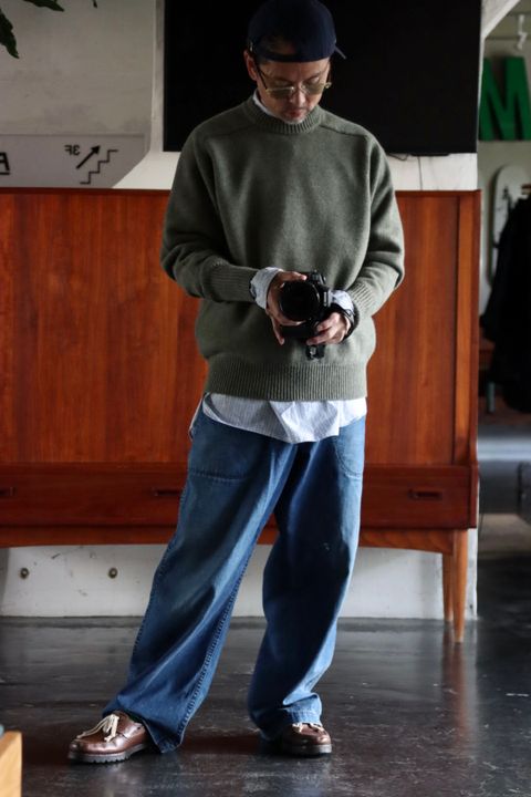 アプレッセ22FW Pullover Sweater"GREEN"スタイル