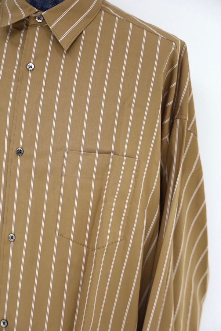 グラフペーパー SIDOGRAS Brown Stripe L/S Oversized Regular Collar Shirt(GM263-50345)BROWN☆8月8日(土)発売！