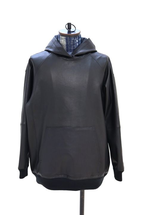 グラフペーパー 26SS Bonded Leather Hooded Pullover(GM261-30409)BLACK☆2月7日(土)発売！