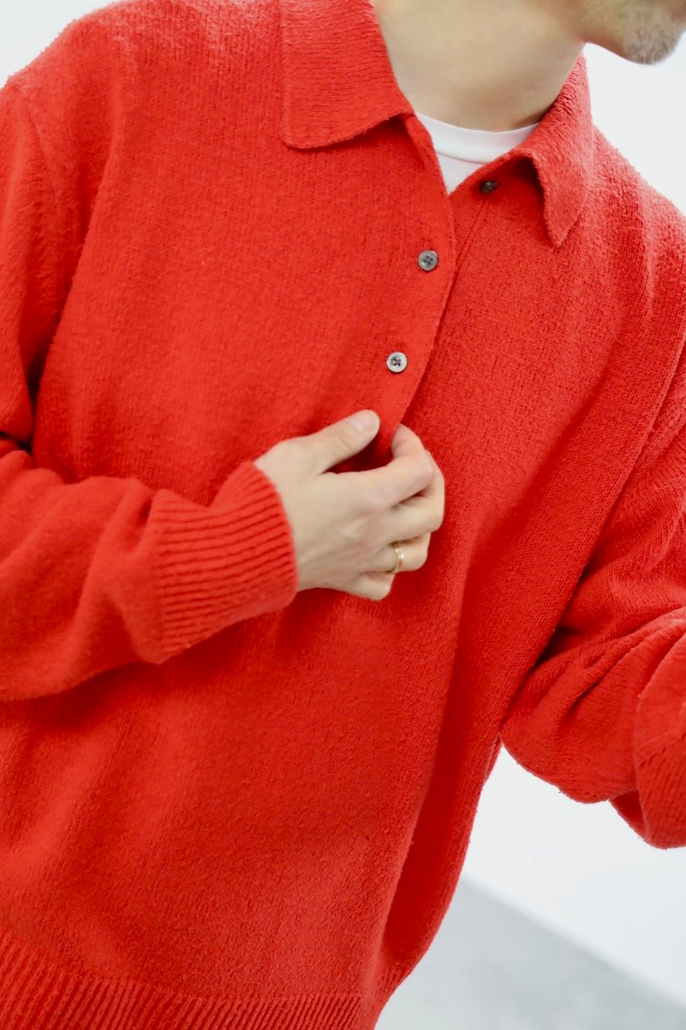 A.PRESSE 2026 STYLE1 Washed Silk Nep Polo Shirt"RED"スタイル