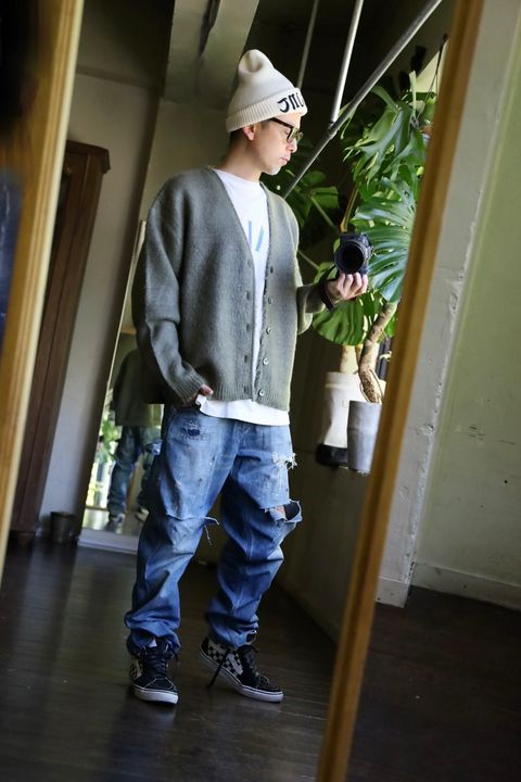 ©SAINT M×××××× MOHAIR CARDIGAN"KAHKI"スタイル