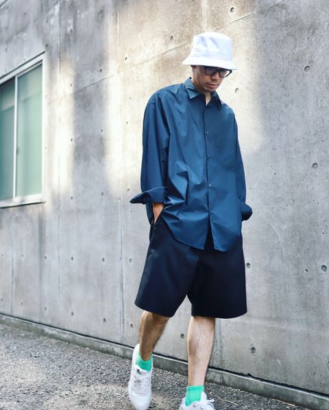Graphpaper グラフペーパー Broad L/S Oversized Regular Collar Shirtスタイル