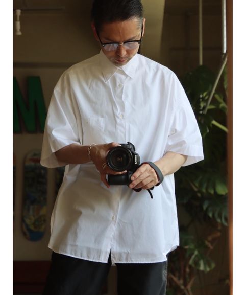 Graphpaper グラフペーパー 22SS Broad S/S Oversized Regular Collar Shirt"WHITE"スタイル.2022.5.21.