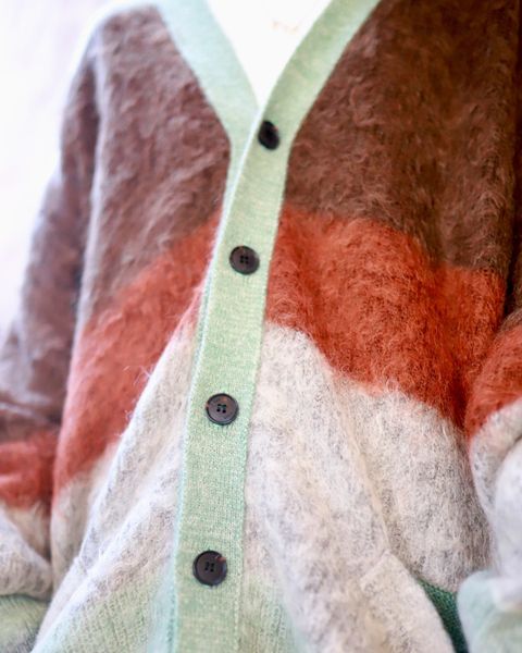 YOKE 新作MOHAIR BORDER CARDIGAN style.2023.9.3