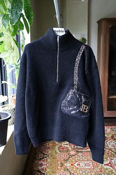 doublet ダブレット26AW TROMPE L’OEIL EMBROIDERY HALF ZIP KNIT (26AW56KN229)BLACK☆8月15日(土)発売！