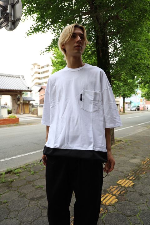 COMME des GARCONS 異素材切り替えTシャツ(white x black) Style 2024.4.30