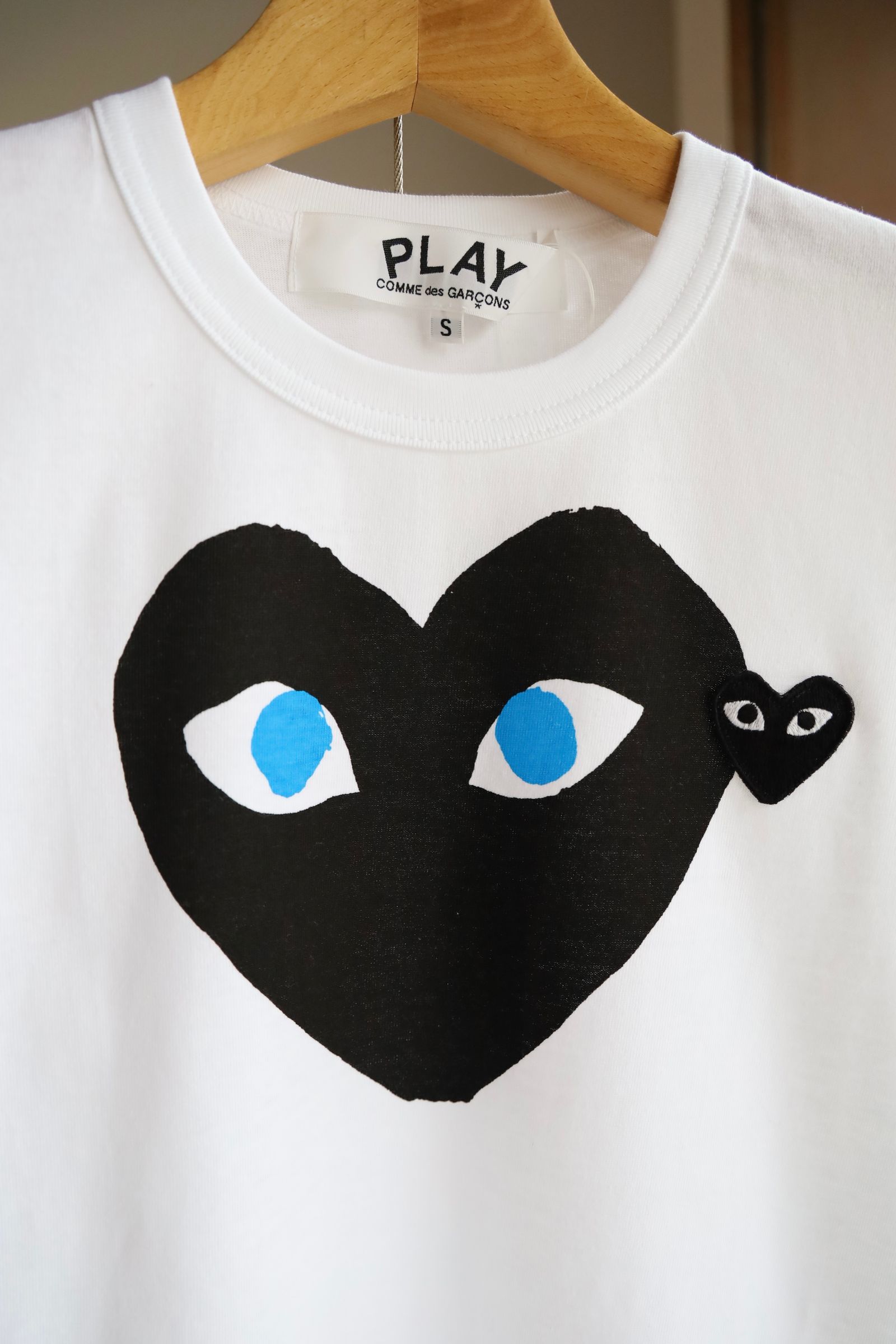 play comme des garcons ブルーハート刺繍Tシャツ Lサイズ