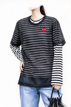 プレイコムデギャルソン REDエンブレムメッシュTシャツ(AX-T351-051-1)BLACK☆新作発売！