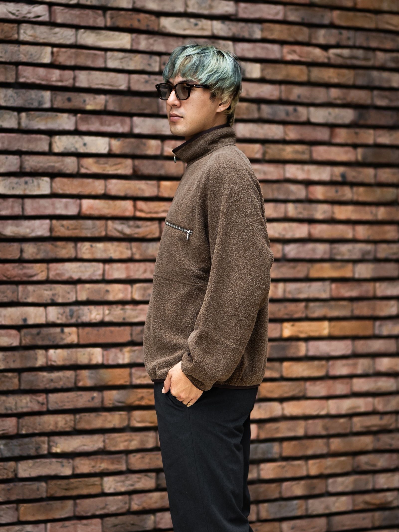 A.PRESSE Vintage Silk Fleece Harf ZIP Jacket MARK STYLE