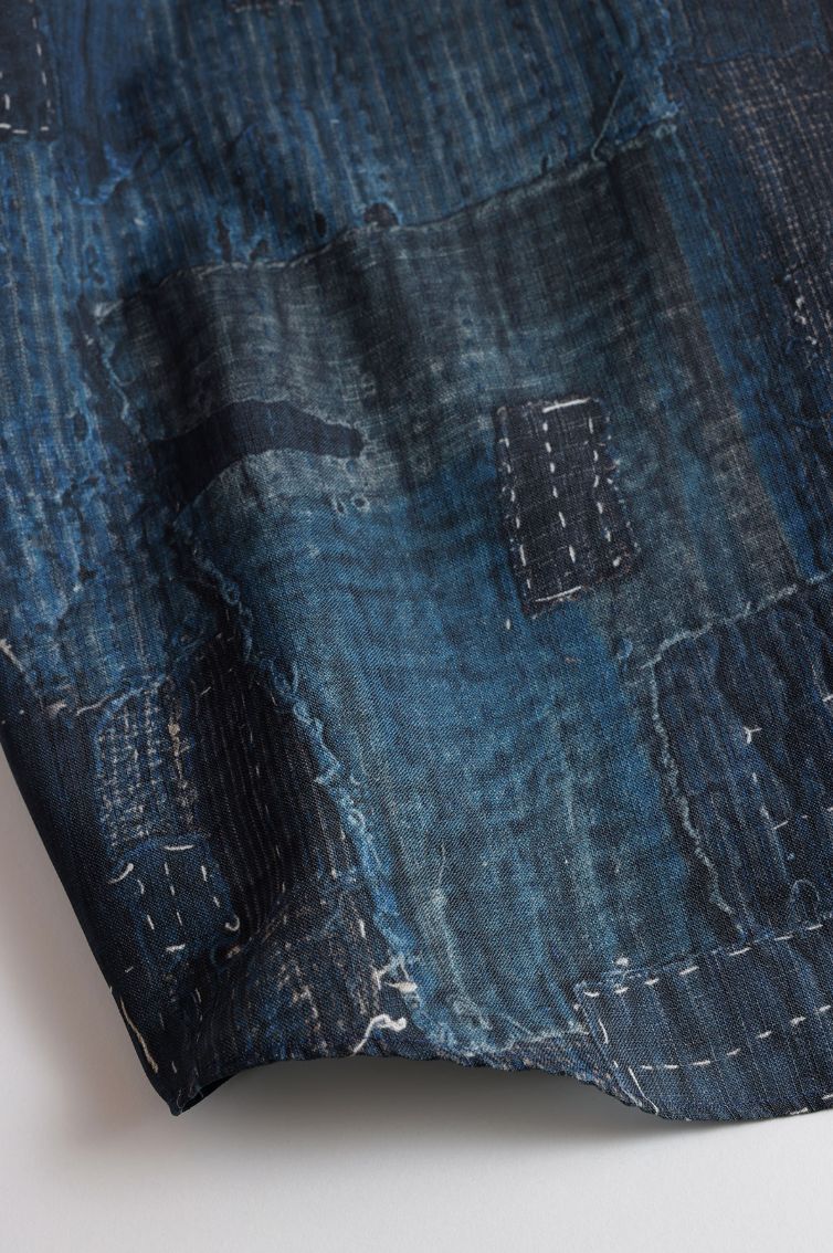 ファンダメンタル デニムシャツ PRINTED BORO S/S SHIRT (FA25/SH25P)BORO