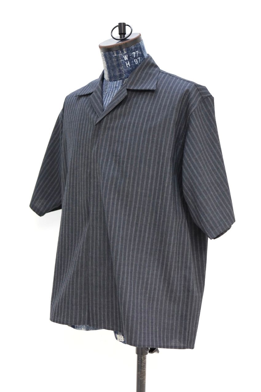 marka 26SS FLY FRONT OPEN COLLAR S/S SHIRT(M26A11SH02B)GRAY STRIPE☆新作発売！