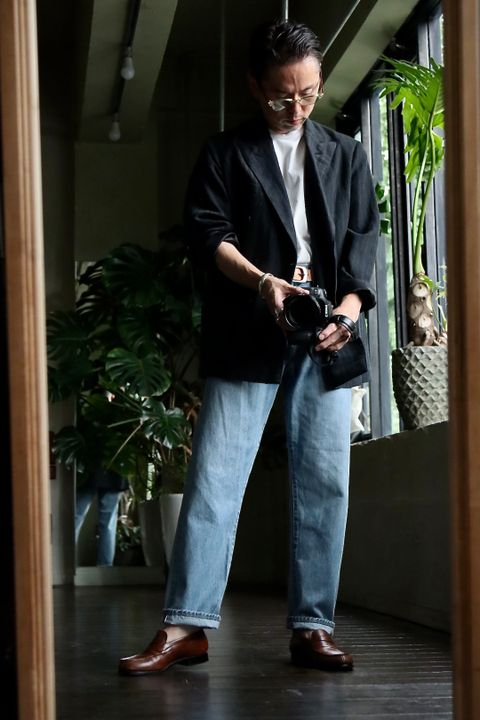 A.PRESSE アプレッセ22FW Washed Denim Pantsスタイル
