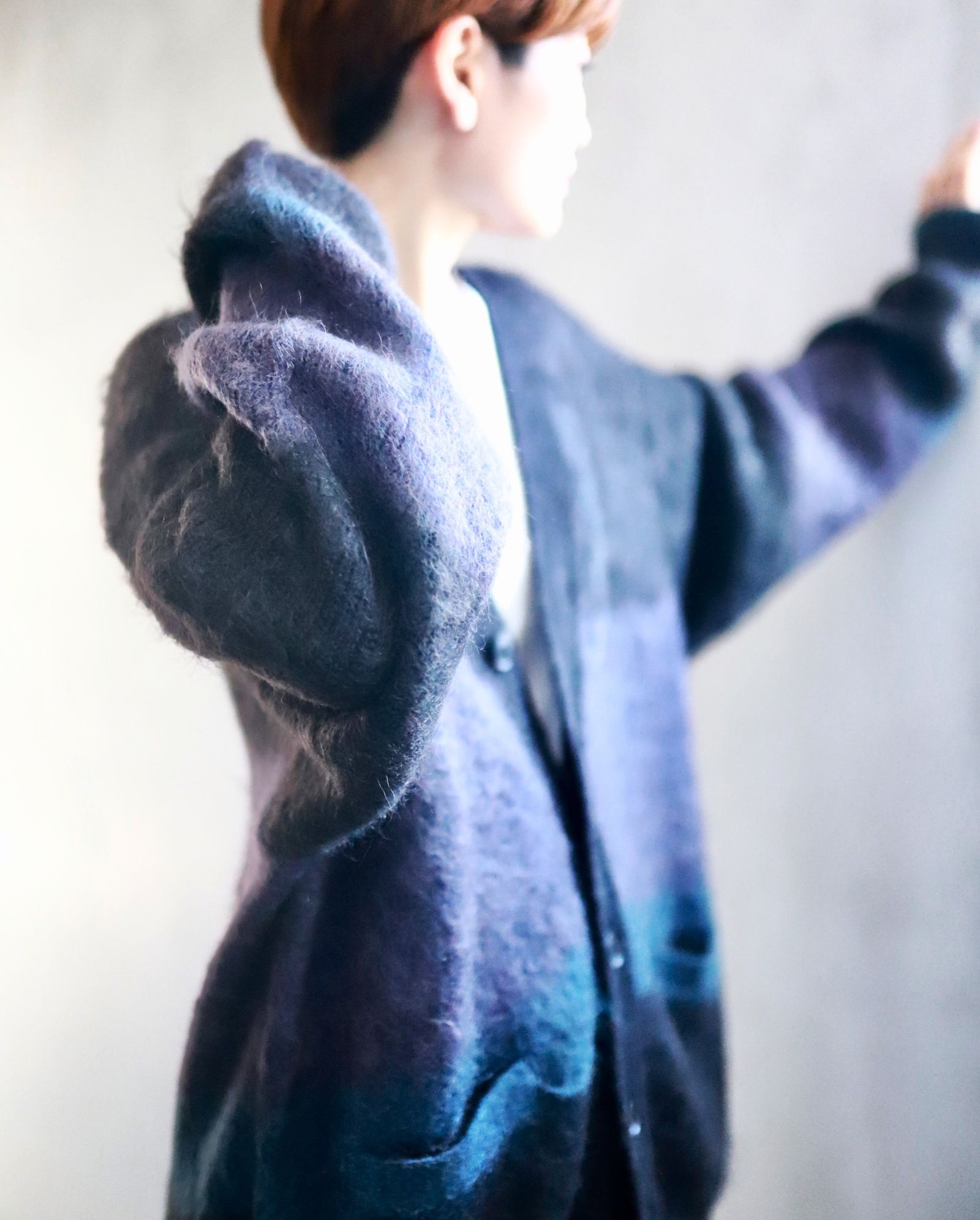 ヨーク23AW MOHAIR BORDER CARDIGAN(YK23FW0571S)BLACK