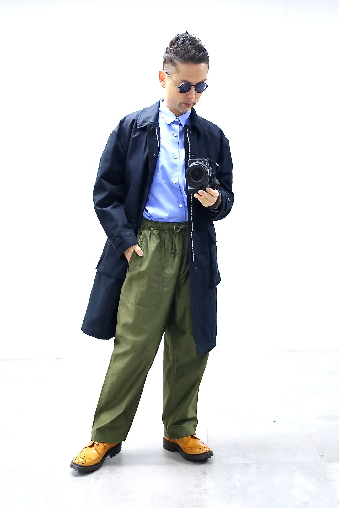 COMME des GARCONS HOMME 26SS 綿麻強撚サージステンカラーコートスタイル