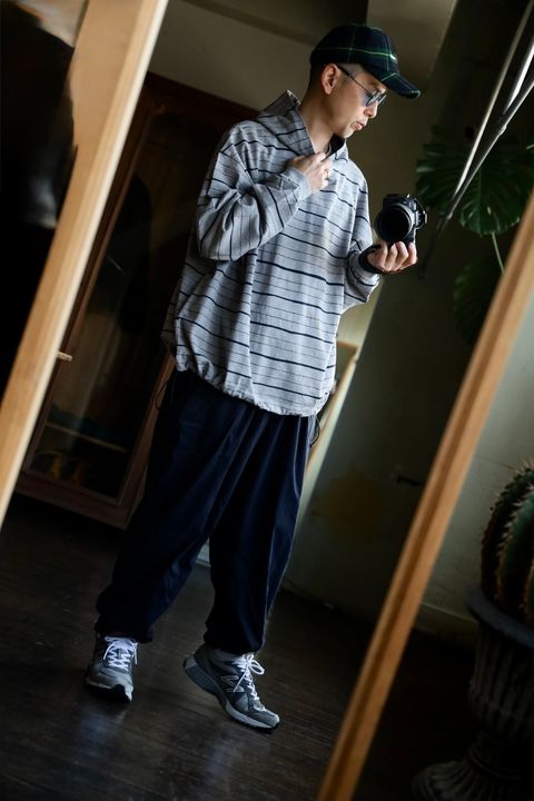 S.F.C 25SS HOODIE MIX SIDE STRIPE LS TEE"Grey-Navy"スタイル