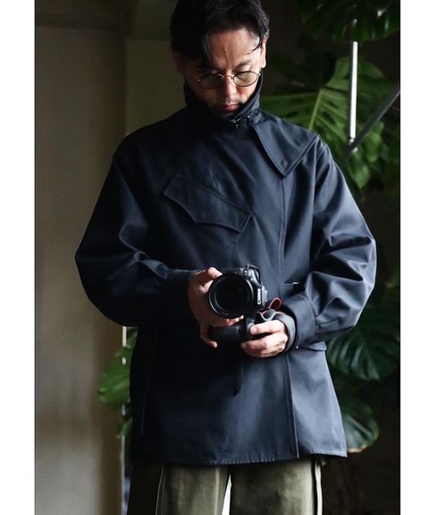 blurhms23SS Drill Chambray Motocycle Jacketスタイル.