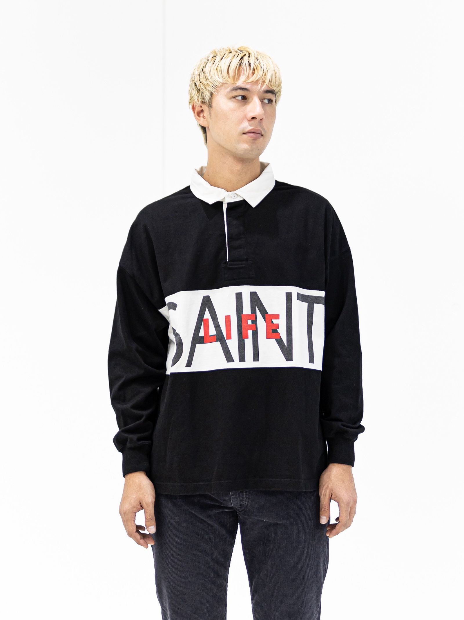 セントマイケル 26AW SAINT LIFE_LS POLO SHIRT (SM-MK1-0000-023) BLACK☆9月19日(土)発売！