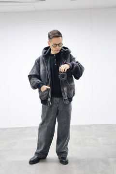 A.PRESSE 2026 STYLE1 Washed Silk Nep Henry Neck Sweater"BLACK"スタイル