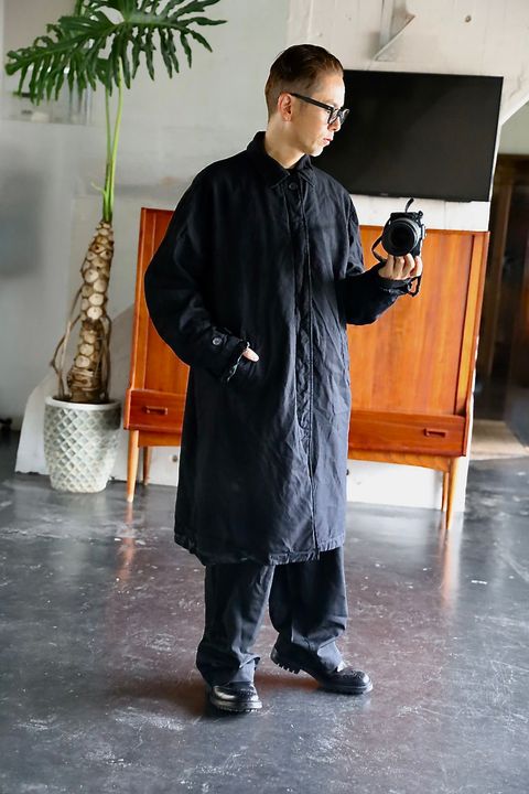 COMME des GARCONS HOMME エステルツイル製品染めコートスタイル.2025.9.5.