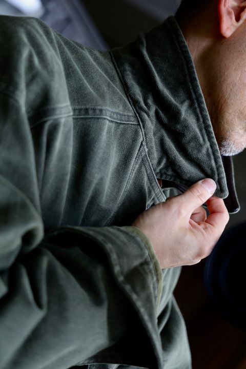 YOKE COTTON CUT-OFF COVERALL JACKET"DUSTY KAHKI"スタイル