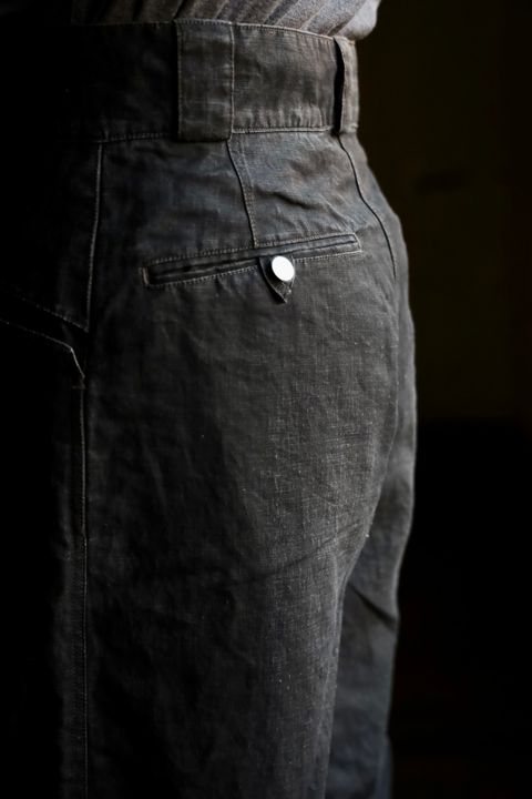 A.PRESSE 25SS Vintage Black Linen Coverallスタイル2025.4.8.