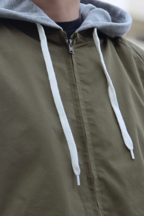 FreshService SWEAT HOODED SWING TOP"KHAKI×HEATHER GRAY"style