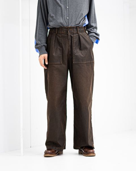 YOKE 26SS Coating Cotton 1pleated Backer Pants(YK26SS01184P)BROWN☆2月14日(土)発売！