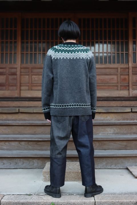 JUNYA WATANABE COMME des GARCONS MAN ウールジャガードニット求心柄"TOP GRAY"style