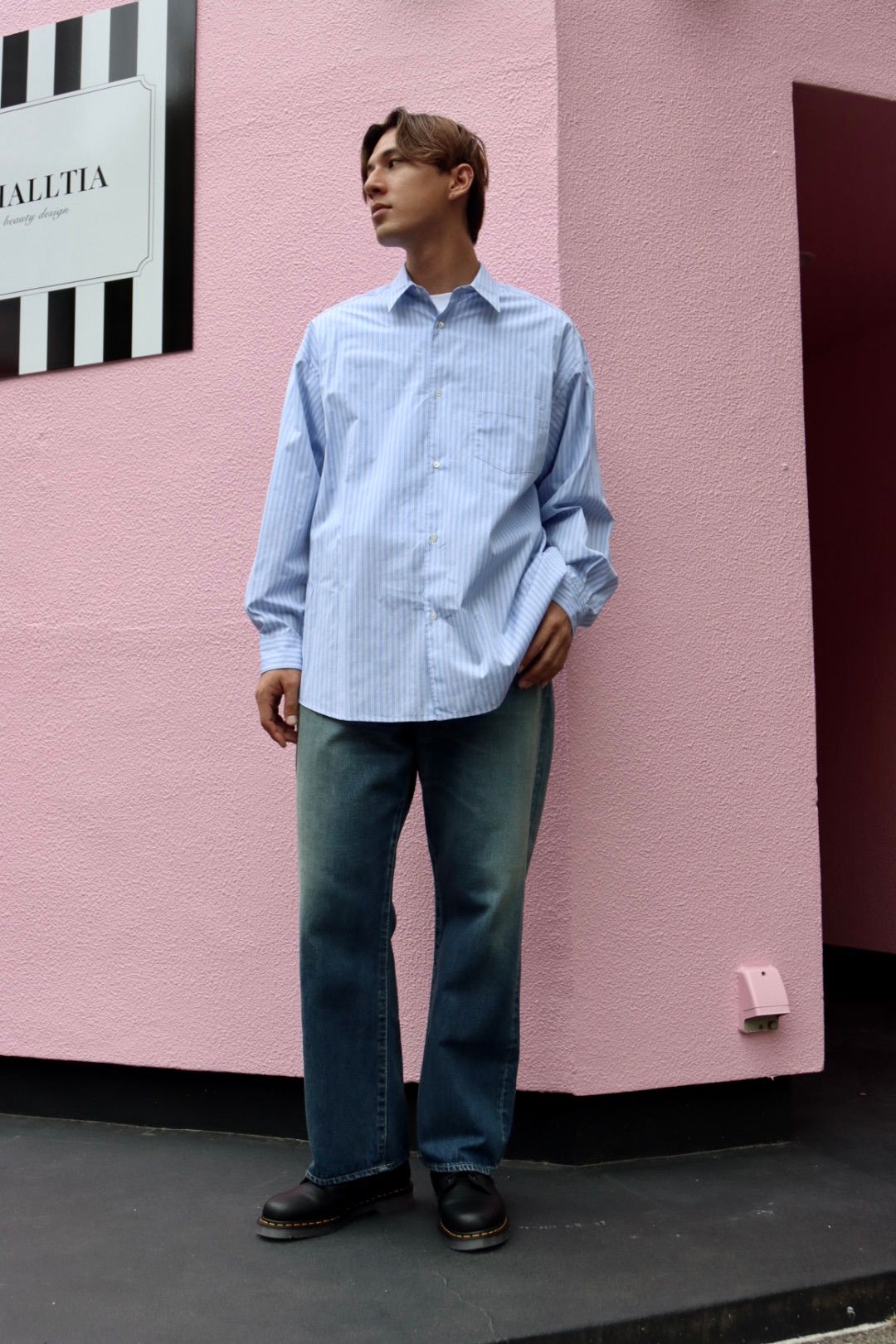 Graphpaper グラフペーパー 23AW SPOT CANCLINI L/S Oversized Regular Collar Shirtスタイル  | 3776 | mark