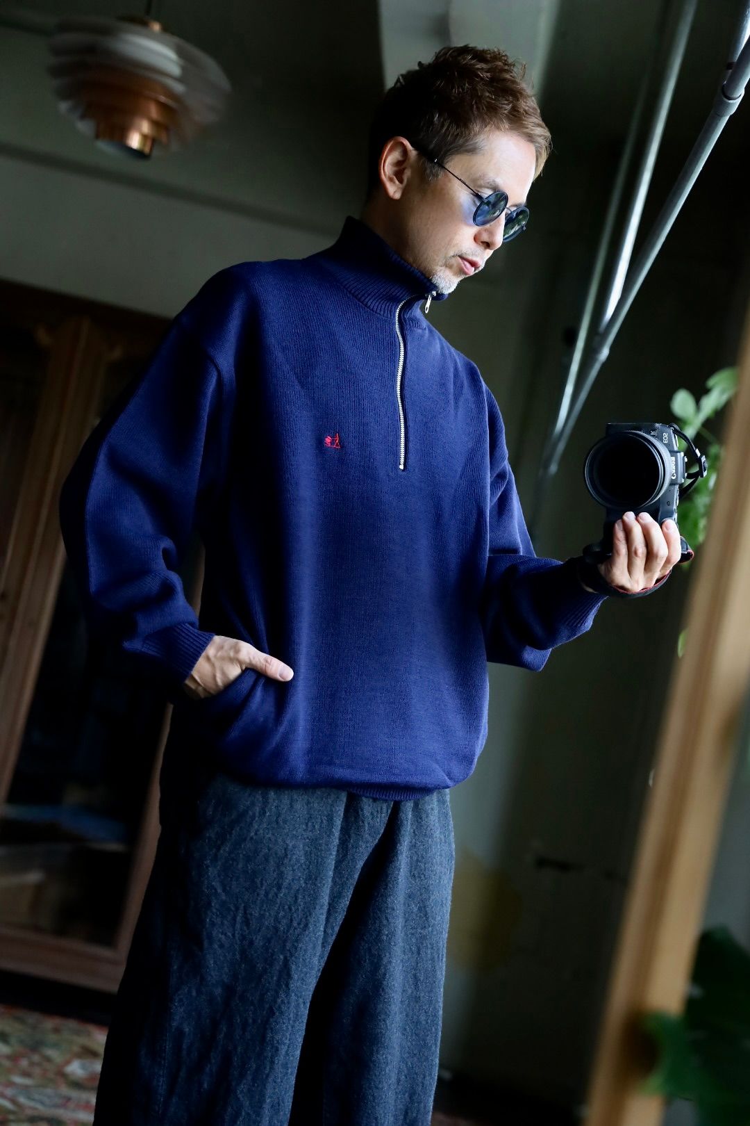FreshService 26AW THERMAL JERSEY HARF ZIP KNIT"NAVY"スタイル